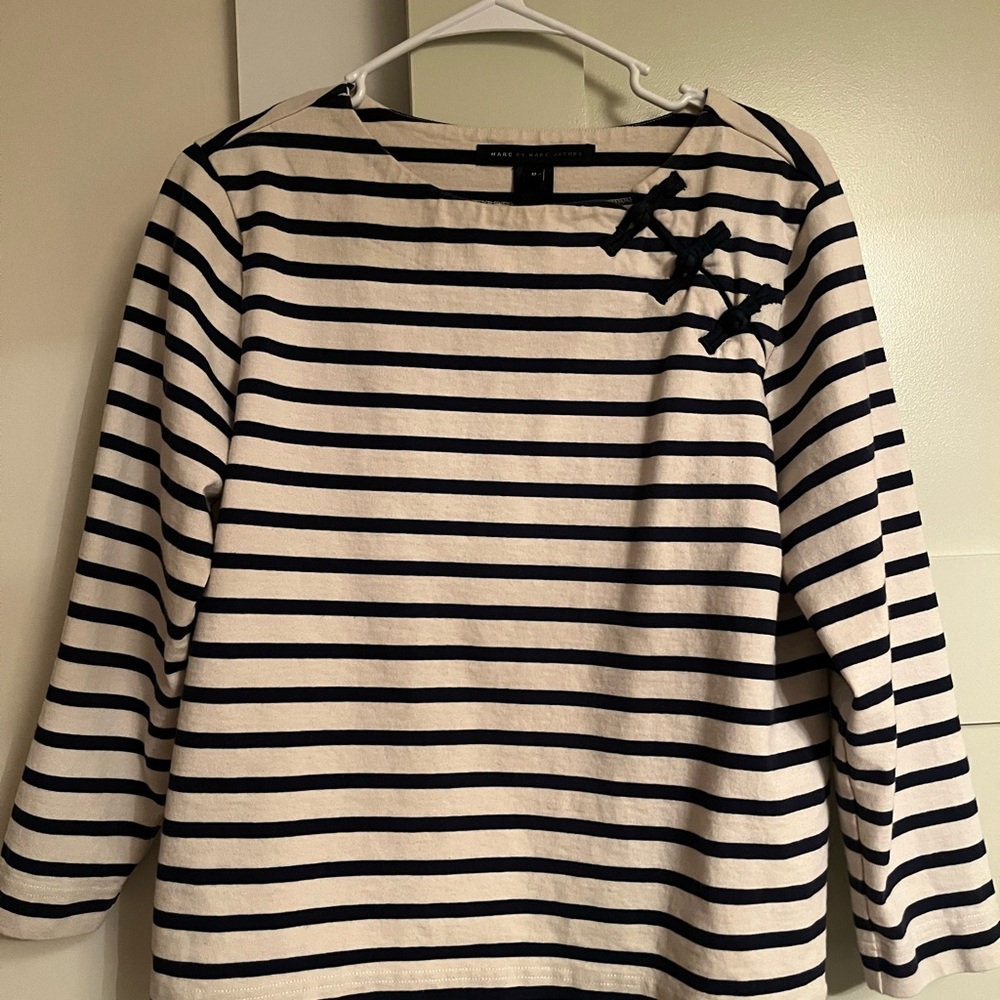 Marc by Marc Jacobs womens pullover top.  Blue and white stripe.  Med